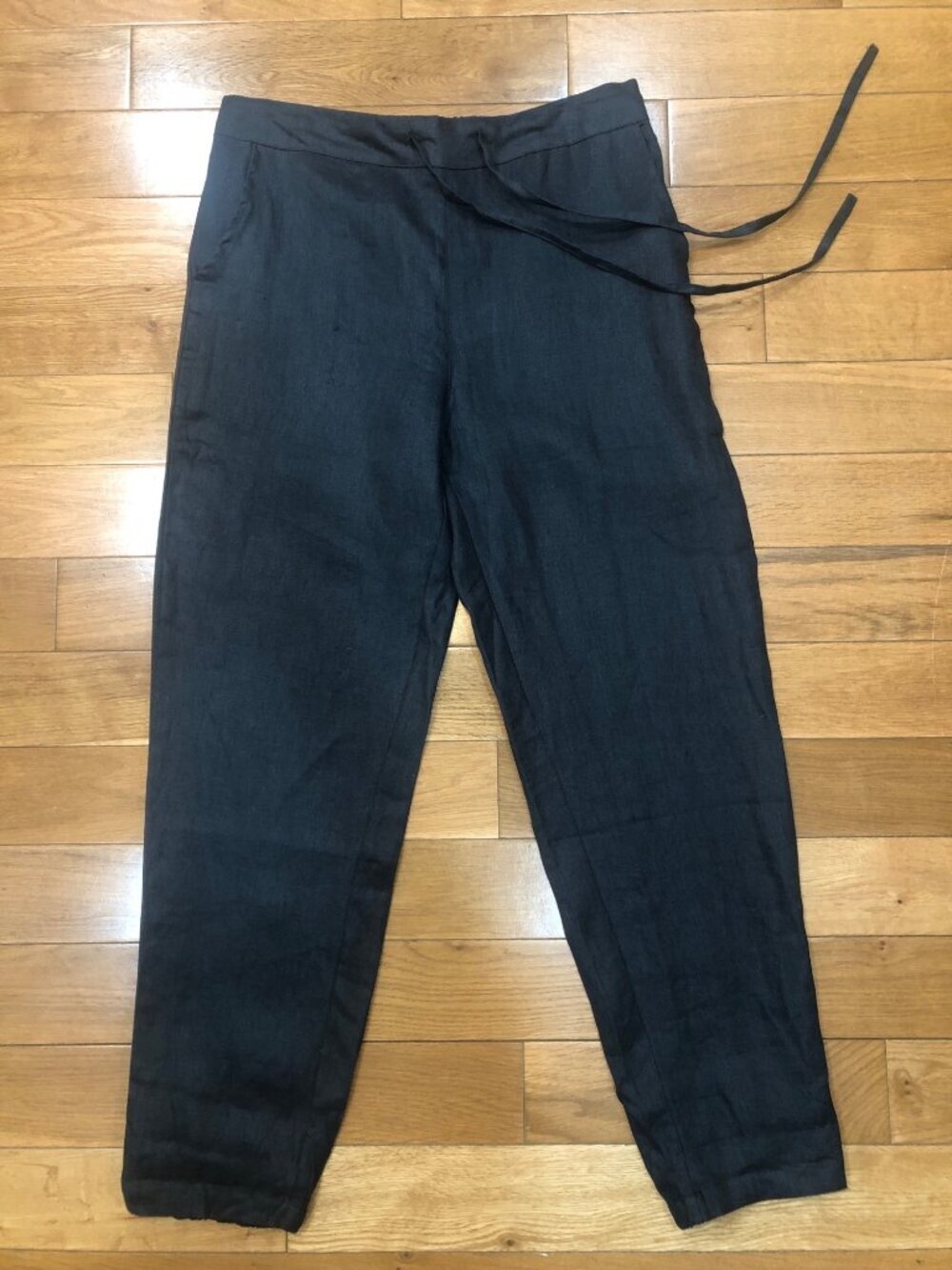 NWT IXIMO 100% Linen Pull On Black Joggers Size M